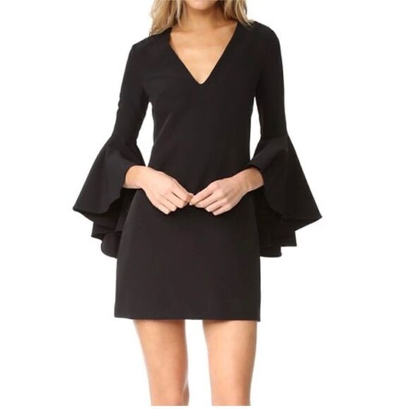 NWT Milly Nicole Flutter Bell Sleeve Black Dress - Picture 4 of 10